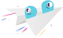 Blog Subscribe Mascots in Paper Airplane